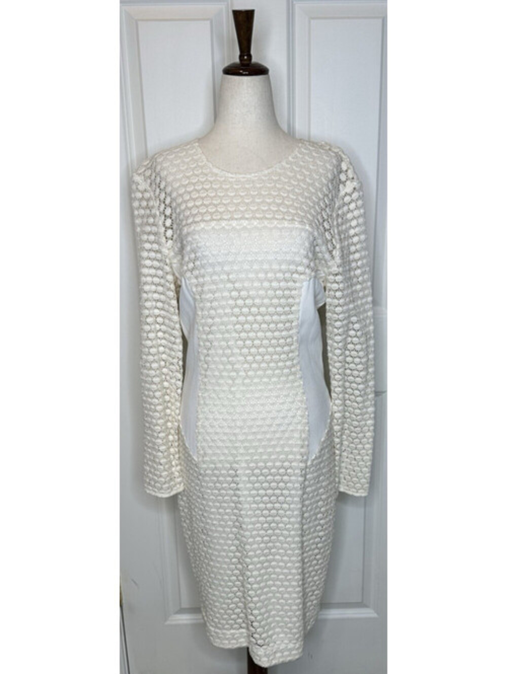 By Malene Birger Day Dress Long Sleeve Open Knit Crochet Patterned Lined 40